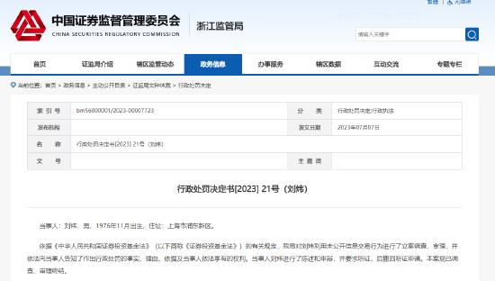 监管处罚曝出浙商基金前基金经理“老鼠仓” 浙商旗下同类型基金产品近一年收益皆为负