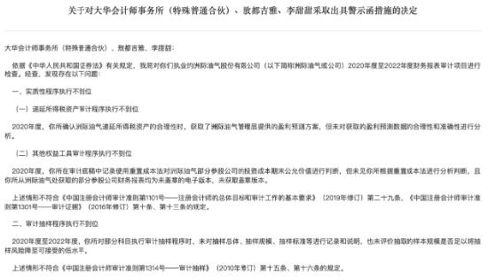 因在财务报表审计项目中存在多项违规 大华会计师事务所及两名注册会计师被警示