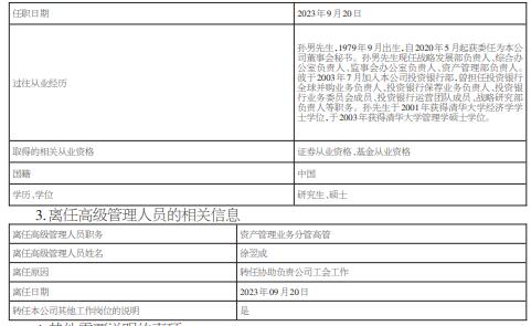 中金公司徐翌成转岗 新任胡长生为资产管理业务分管高管 新任孙男为资产管理业务分管高管（协助分管）