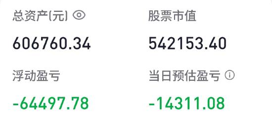 胡锡进：今天大跌14311元，总亏损上升至9.33万 达亏损最高峰