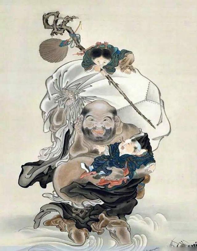古代日本佛画布袋和尚