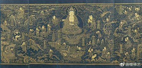 佛画,总的说来,可分为两大类:非情节性类和情节性类。(图片来源:旃檀佛艺)