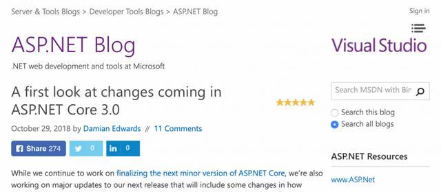 微软重大更新！ASP.NET Core 3.0将强化整合第三方开源元件