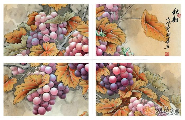 葡萄　桃　油彩画肉筆　静物画　作者時代不明 葡萄 桃 油彩画肉筆 静物画 作者時代不明 美術品・アンティーク