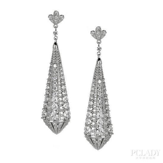 KENNETH JAY LANE镀铑方晶锆石耳环,£190