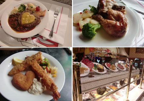 红心女王餐厅在小小世界旁边,是自助式的,价格大约一盘在日币1200¥~建议饮料自带~