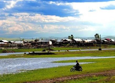 呼伦贝尔额尔古纳市得尔布尔河畔景色