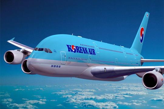 喷涂韩国大韩航空有限公司涂装的空中客车A380客机计算机模拟图