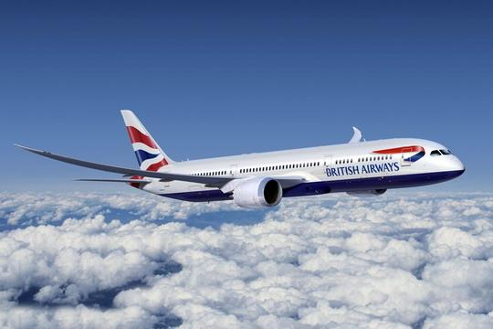 喷涂英国航空公司(British Airways)涂装的波音787梦想飞机计算机模拟图