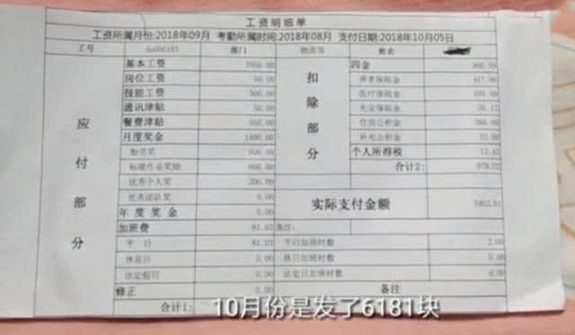 上海工厂工资咋样？打工仔晒10月份工资单，你觉得他能存到钱吗