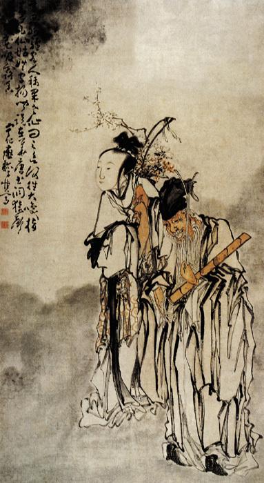 黄慎 中国清代の画家 揚州八怪の一人特に人物画自慢 老人釣り 真筆保証 