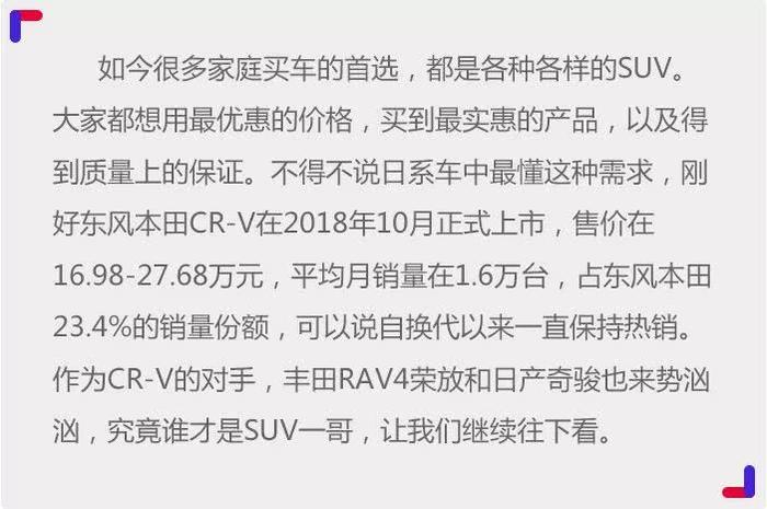 东风本田新CR-V售16.98-27.68万 配置性能吊打RAV4荣放和奇骏？