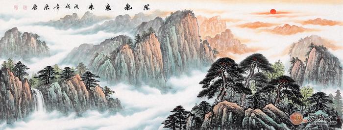 画家宋唐山水画 手绘字画景色优美艺术独特