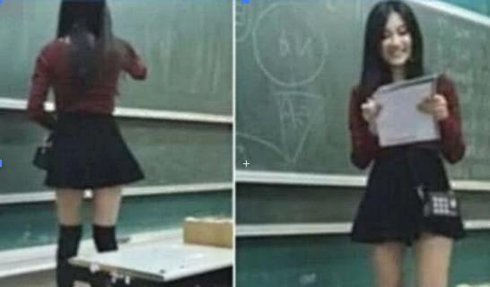 女老师穿超短裙上课走红，当年老师长这样我可能已经在清华大学了