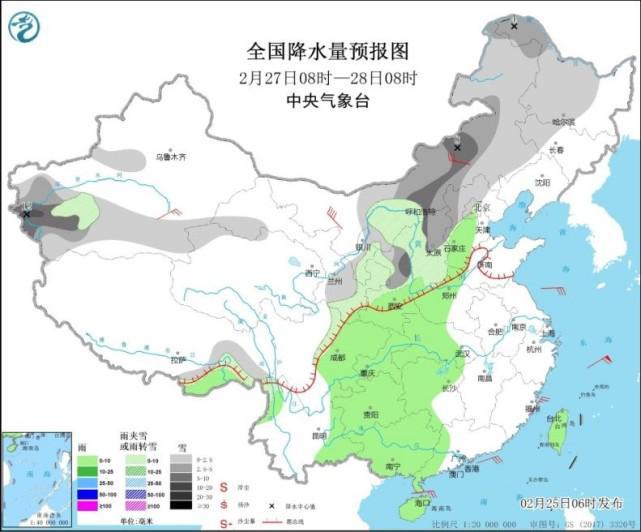 全国降水量预报图。图片来自中央气象台