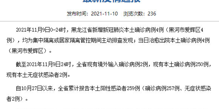 【黑龙江新增4例本土确诊
 /黑龙江新增4例本土确诊病例】