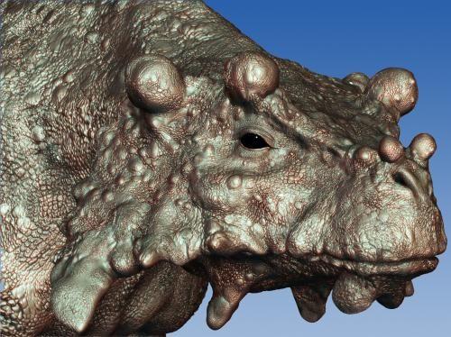 这是古生物学家们对“pareiasaur Bunostegos”的复原图。这是一种体型似牛,草食性爬行动物,生活在大约2.5亿年前的盘古大陆中央地带沙漠之中 这是古生物学家们对“pareiasaur Bunostegos”的复原图。这是一种体型似牛,草食性爬行动物,生活在大约2.5亿年前的盘古大陆中央地带沙漠之中
