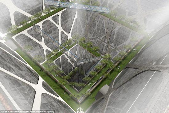 这座复杂的建筑旨在绕过墨西哥城的城市规划法律规定。根据法律规定,墨西哥城的新建筑不可超过8层 这座复杂的建筑旨在绕过墨西哥城的城市规划法律规定。根据法律规定,墨西哥城的新建筑不可超过8层