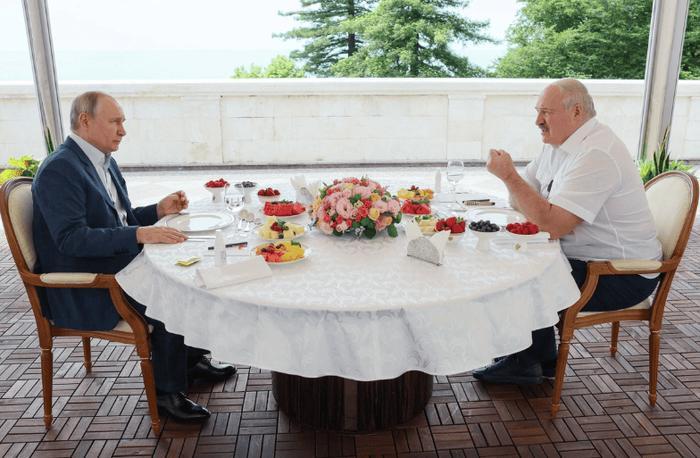 卢卡申科与普京6月9日在索契会晤/塔斯社图