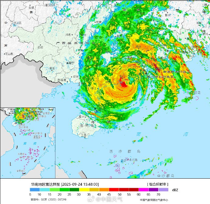 台风“桦加沙”已在广东省阳江市海陵岛沿海登陆