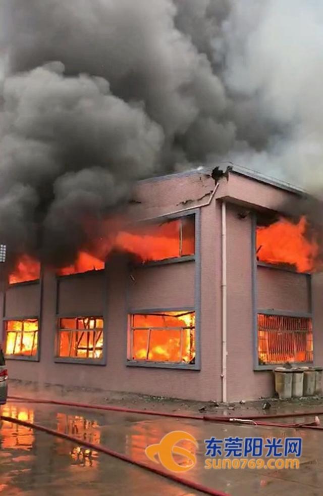东莞石排一工厂突发大火