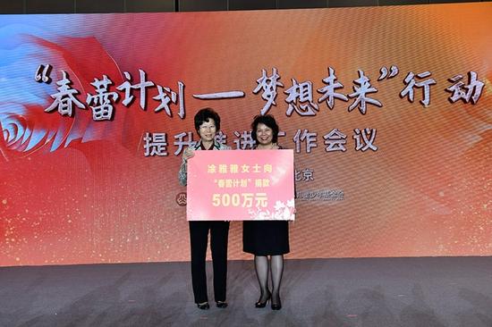 凃雅雅女士捐赠500万元