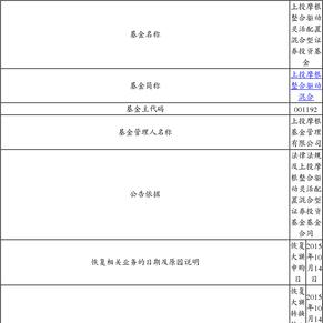 上投摩根阿尔法混合型证券投资基金恢复大额申