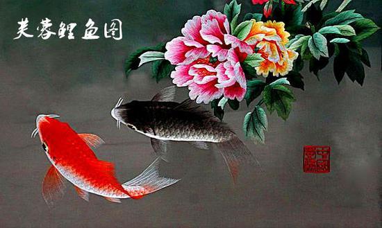 图为蜀绣名品《芙蓉鲤鱼图》