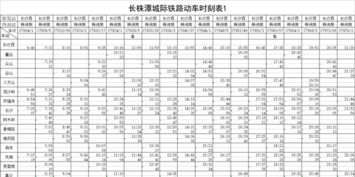 长株潭城际铁路26日全线开通运营 列车时刻表