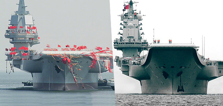 001A与辽宁号对比:舰岛大变样更帅气