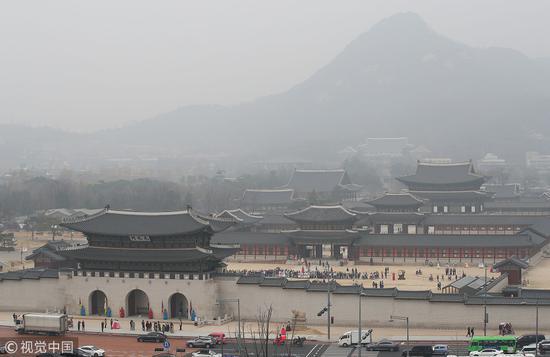 3月6日,韩国首尔持续雾霾。图丨视觉中国