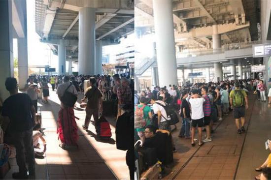 图为受困在日本关西机场的旅客。(图:台湾《中时电子报》)