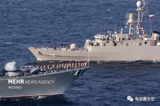 图:伊朗海军参演的德纳号(75号舰)护卫舰
