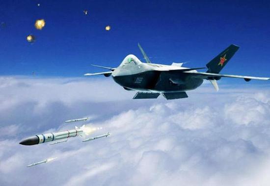 歼-20发射霹雳导弹