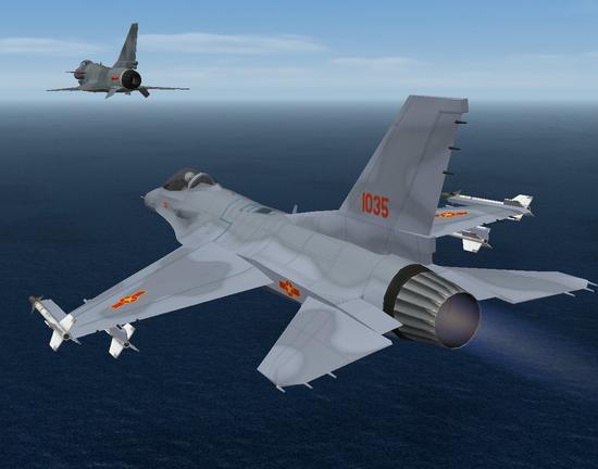 越军F-16对抗中国歼-10的想象图