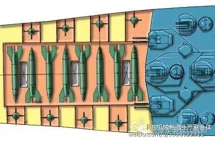 第17中央设计局的Ф2-40号方案,导弹如图布置于舰内