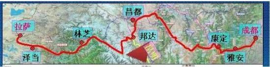 川藏铁路走向图。