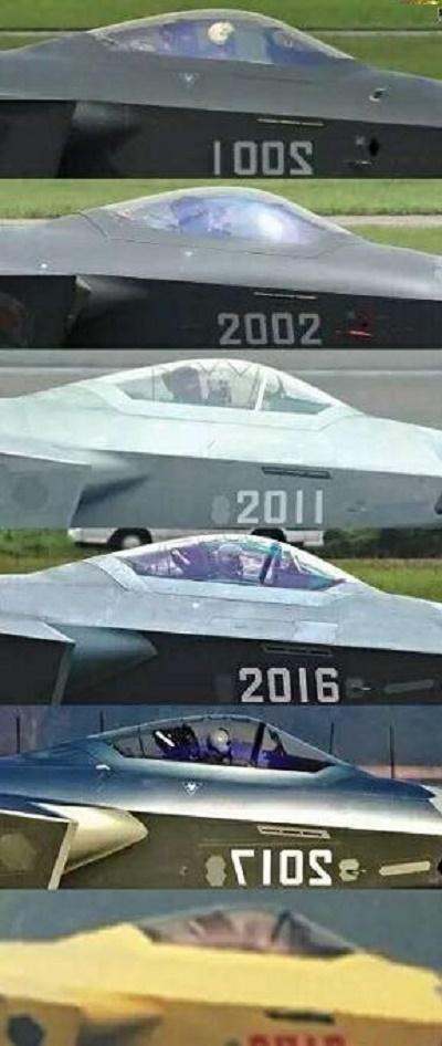 图片:对比几架歼20原型机风挡结构上的差异,尤其是爆破索布置方式的不同。