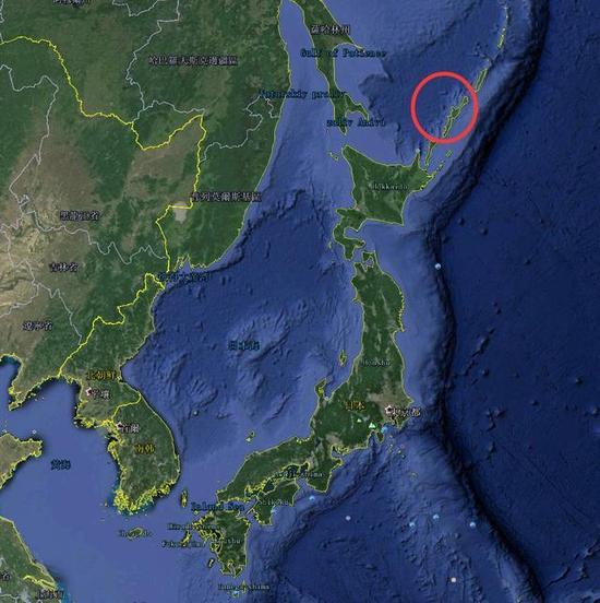 图:红圈中就是俄罗斯声称发现纯铼矿的地方