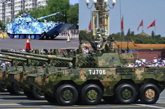 93大阅兵上展示的ZTL-11,与ZBD05两栖突击战车使用的是同款105mm火炮