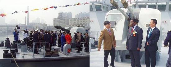图片:喀麦隆海军向中国订购的2艘近海巡逻艇,可见其装备有76G型双联装37毫米舰炮。
