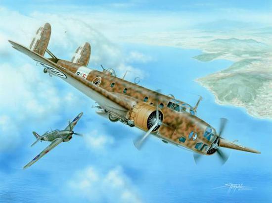 图片:在地中海上空的意大利空军BR.20轰炸机。