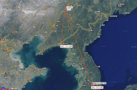 从公主岭至中朝边境、“萨德”系统韩国部署地的直线距离对空降兵来说均比较“适中”。