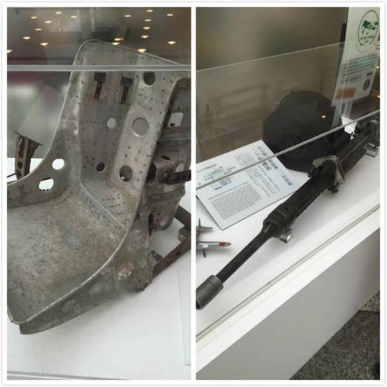 零式战斗机上的座椅和搭载机枪也在一旁展出