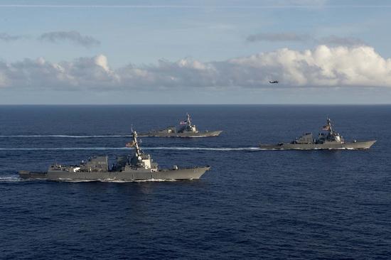 由DDG-111, DDG-73, DDG-92三艘驱逐舰组成的第三舰队水面行动群整个西太平洋地区巡航历时7个月