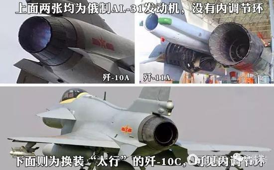 俄制AL-31F和国产“太行”尾喷管细节特征区别明显