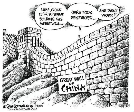 第三幅,就只有中国长城,没有特朗普了。