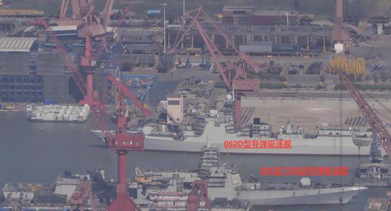 055型驱逐舰首舰正在加紧建造。图片来自网络,非常感谢作者。