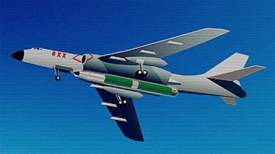 轰6N加挂空射弹射导弹构图