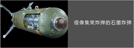 图片:含有石墨炸弹子弹药的集束炸弹。